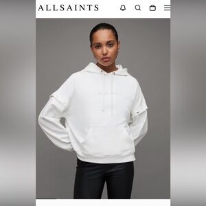 ALLSAINTS AMPHIE REMOVABLE SLEEVE SPARKLE HOODIE size L orig price $220
